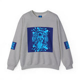 Crewneck Sweatshirt — 'God Money Power' Blue Graphic Pullover