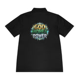 God Money Power Polo Shirt — Religious Faith & Wealth Graphic Men's Sport Polo
