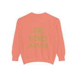 Sweatshirt — 'God Money Power' Crown & Fist Graphic Crewneck