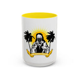 Accent Coffee Mug — 'God Money Power' Retro Palm Beach Graphic