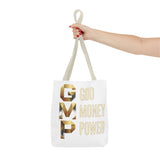 God Money Power Tote Bag – Gold 3-Word Motivational AOP Tote