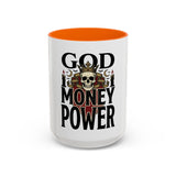 God Money Power-Coffee Mug — Skull Crown Gothic Accent Mug (11oz & 15oz)