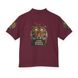 Youth Polo Shirt - Tiger Graphic "God • Money • Power"