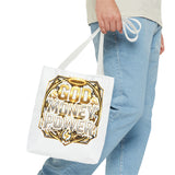 Tote Bag — "God Money Power" Gold Graphic Tote for Faith & Hustle