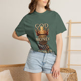 God Money Power T-Shirt — Crown, Coin & Fist Graphic Tee