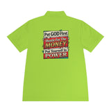 Men's Motivational Polo — "Put GOD First, Hustle For The Money, Put Yourself In Power"