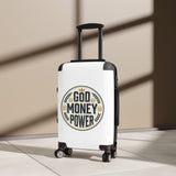 Suitcase — “God Money Power” Logo Carry-On Luggage