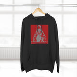 God Money Power Hoodie — Red Three-Panel Graphic Fleece Hoodie