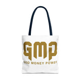 GMP 'God Money Power' Gold Logo Tote Bag - Inspirational Christian Canvas Tote