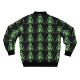 Green Ghost Pattern Bomber Jacket - Neon Horror Graphic AOP