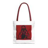 Jesus Icon Masked Tote Bag - 'Lord Money Power' Red Graphic Tote