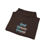 God Money Power Hoodie — Inspirational Graphic Pullover with Script on Sleeves
