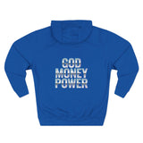 God Money Power Hoodie — Graphic Three-Panel Fleece Pullover