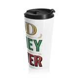 Travel Mug – 'God, Money, Power' Bold Retro Typography Stainless Steel Tumbler