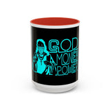 Coffee Mug — "God Money Power" Neon Nun Accent Ceramic Mug (11/15 oz)
