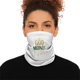 Neck Gaiter — "God Money Power" Winter Face Scarf, Warm Drawstring Snood for Faith & Hustle