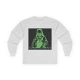 Long Sleeve Tee — Neon Green 'God Money Power' Graphic