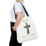 GMP 'God Money Power' Floral Cross Tote Bag