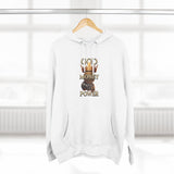 God Money Power Hoodie — Graphic Religious Statement Pullover