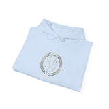Monogram Circle Logo Hoodie — Minimal White Streetwear Sweatshirt