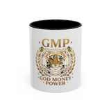 GMP Tiger Accent Coffee Mug — "God Money Power" Motivational 11/15oz Ceramic Mug