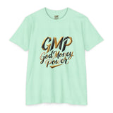 T-Shirt — GMP "God Money Power" Gold Script Graphic