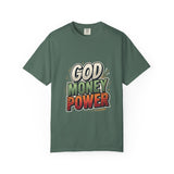 God Money Power Graphic T-Shirt — Bold Retro Faith & Hustle Tee