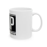 GMP Ceramic Mug — God Money Power Black Logo Coffee Cup (11oz & 15oz)