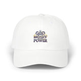Classic Dad Cap – 'God Money Power' Embroidered Baseball Hat