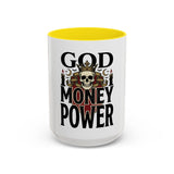 God Money Power-Coffee Mug — Skull Crown Gothic Accent Mug (11oz & 15oz)