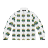 Men's All-Over Print Puffer Jacket — 'God Is My Power' Graphic Winter Coat