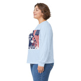 Long Sleeve Tee - Patriotic Bandana Mask Design with 'God, Money & Power' Graphic