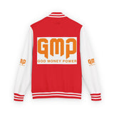 Letterman Jacket — "GMP (God Money Power)" Red & White Varsity Jacket