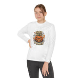 Youth Long Sleeve Tee — 'God Money Power' Halloween Pumpkin Graphic