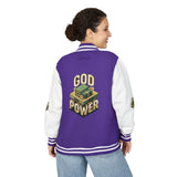 God Power Letterman Jacket — Retro Faith Varsity Coat