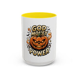 God Money Power- Pumpkin Coffee Mug — Halloween Accent Mug (11/15oz)