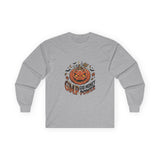 Long Sleeve Tee — Halloween Pumpkin "GMP: God Money Power" Graphic