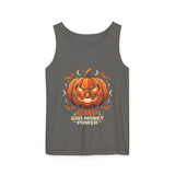 Halloween Pumpkin Tank Top — “God Money Power”