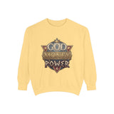 God Money Power Sweatshirt - Vintage Crest Graphic Crewneck