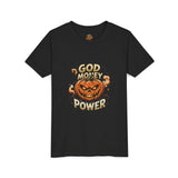 Youth Tee — "God Money Power" Halloween Pumpkin Graphic