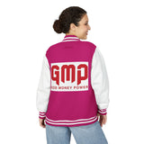 Letterman Jacket — GMP "God Money Power" Red & White Varsity