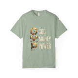 T-Shirt — GVMP Gold Graphic: "God Money Power" Statement Tee