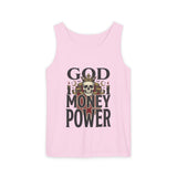 God Money Power- Skull Tank Top — Edgy Graphic Streetwear