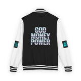 Letterman Jacket — "GOD MONEY POWER" Retro Graphic Varsity Jacket