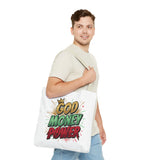 God Money Power Tote Bag — Bold Graphic Faith & Prosperity Statement Tote