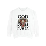God Money Power- Sweatshirt — Skull Crown Graphic Crewneck