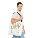 GMP Tote Bag - "God Money Power" Gold Lettering Inspirational Canvas Tote