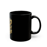 Black Mug — "GMP Good Money Power" Gold 3D Typography Coffee Cup