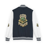 God Power Letterman Jacket — Retro Faith Varsity Coat