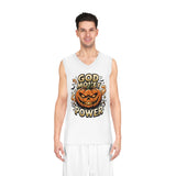 Halloween Pumpkin 'God Money Power' Basketball Jersey